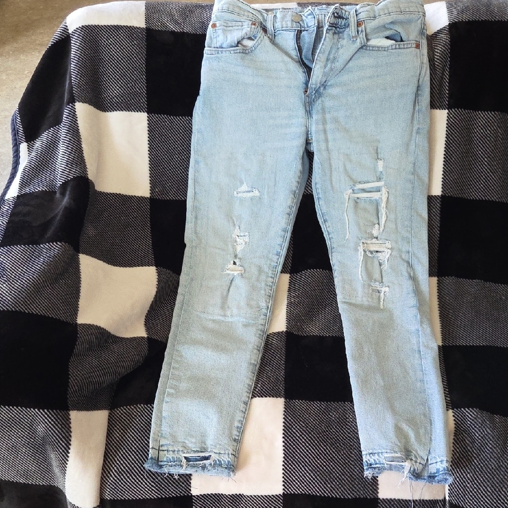 Blue Skinny Distressed Denim Jeans
